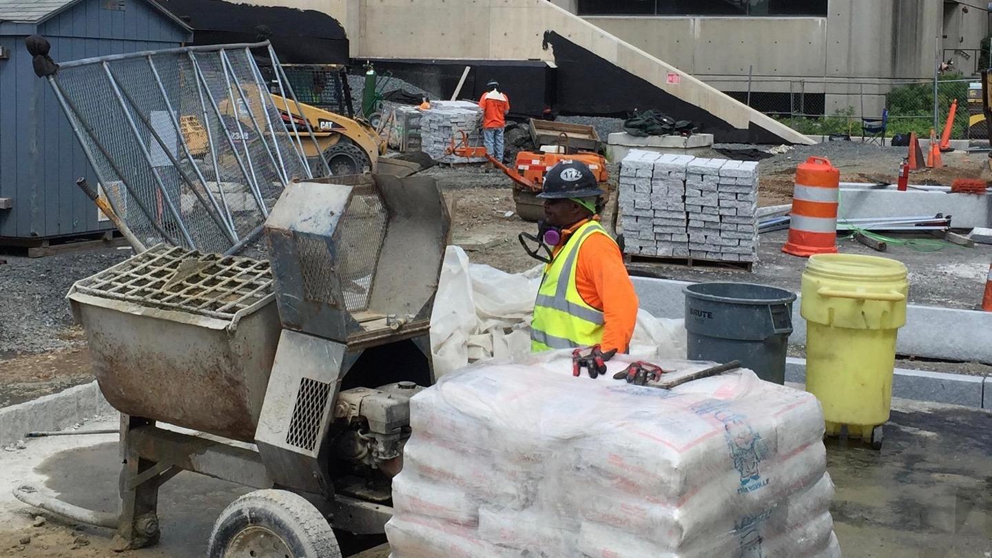 Construction crew safety PPE hard hats